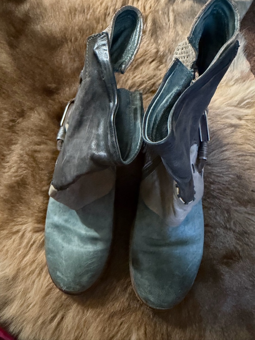 A.S.98 Two-Tone Leather Ankle Boot with Branded Zipper Pull